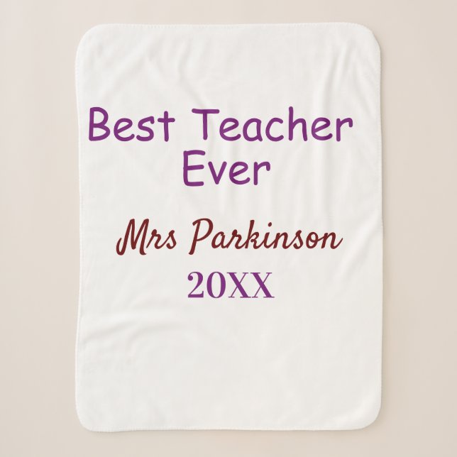 Beste Lehrerin je Name Datum Jahr einfache Schule Sherpadecke (Vorderseite)