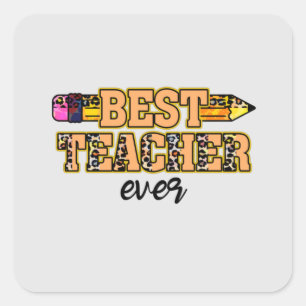 Beste Lehrerin je - Niedlich und Inspirierend Quadratischer Aufkleber