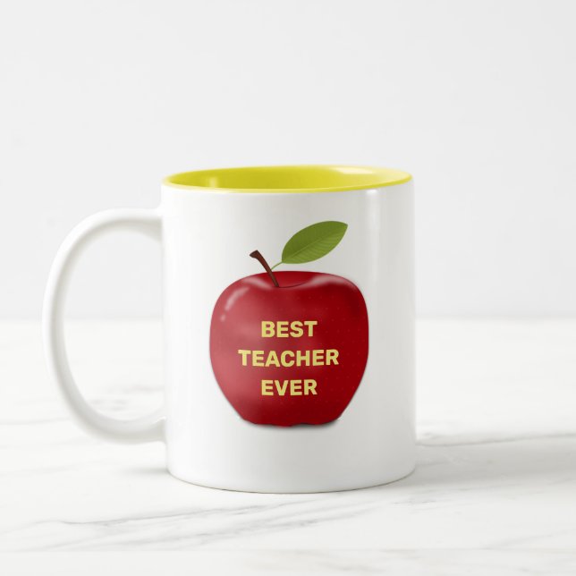 Beste Lehrerin je & Red Apple Zweifarbige Tasse (Links)