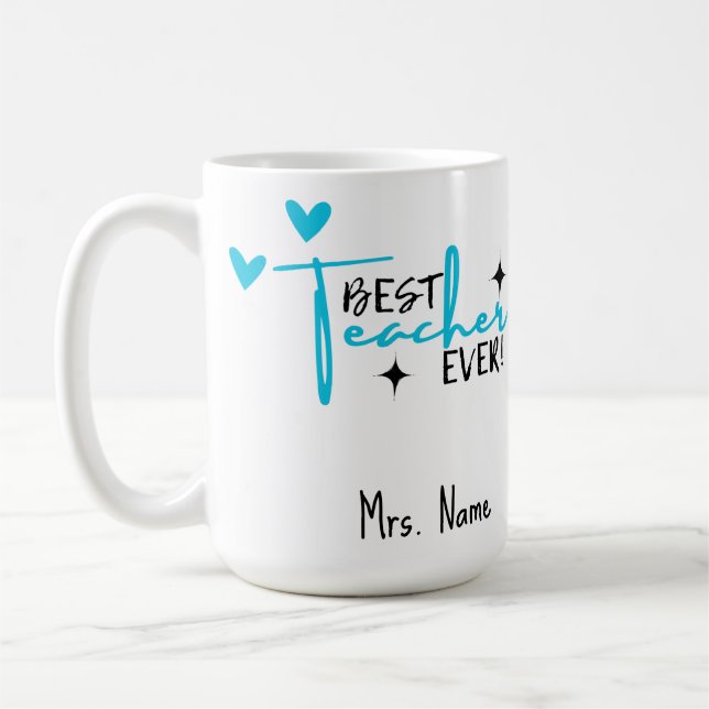 Beste Lehrerin je Tasse - Personalisierter Name Ge (Links)
