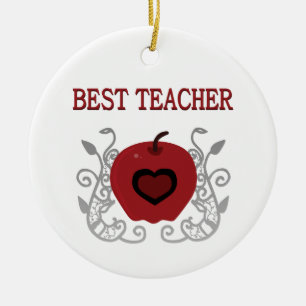 Beste Lehrerin Red Apple Keramikornament