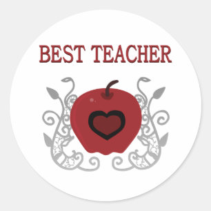 Beste Lehrerin Red Apple Runder Aufkleber