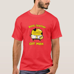 Beste Lehrerin und Katze Mama, lustiger Cartoon Ka T-Shirt