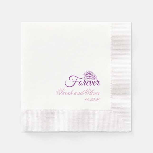 Beste Lila Pur Wedding Floral Serviette (Vorderseite)