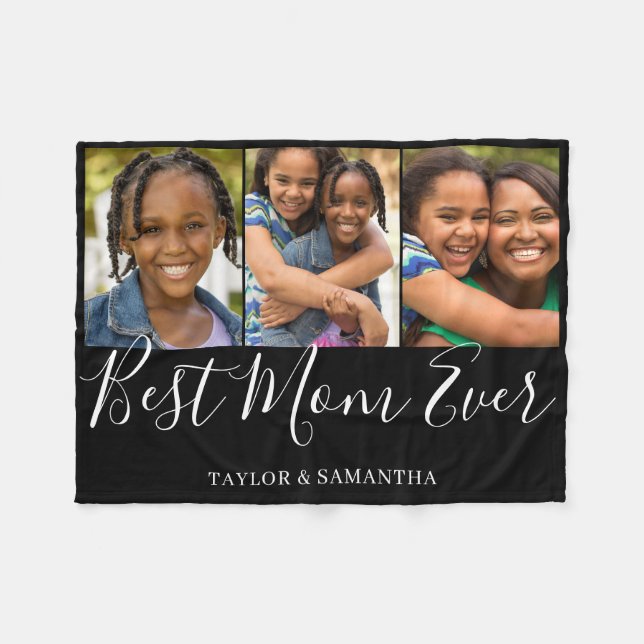 Beste Mama 3 Foto Collage Fleece Blanket (Vorderseite (Horizontal))