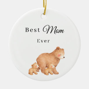 Beste Mama Aller Zeiten Bärenjunge Familienfoto Keramik Ornament