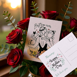 Beste Mama aller Zeiten Mutti, Kinder/ Blumen Post Postkarte