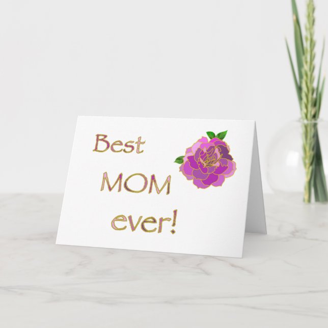 Beste Mama aller Zeiten, rosa Rose, glücklicher Mu Karte (Vorderseite)