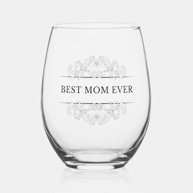 "Beste Mama aller Zeiten" Weinglas Ohne Stiel (Vorderseite)