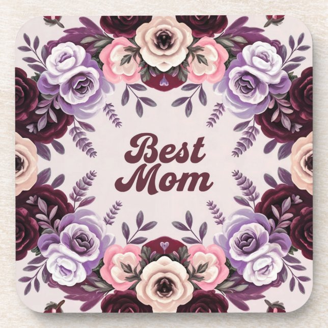 Beste Mama Beige Lavender Untersetzer Set (Vorderseite)