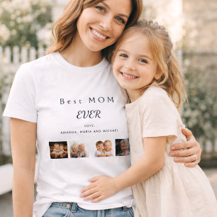 Beste MAMA benutzerdefinierte Foto-Collage Schwarz T-Shirt