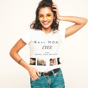 Beste MAMA benutzerdefinierte Foto-Collage Schwarz T-Shirt