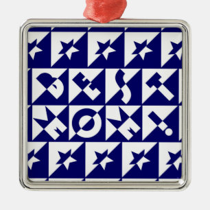 Beste-Mama-Blau mit weißem Sternenmuster-Ornament Ornament Aus Metall