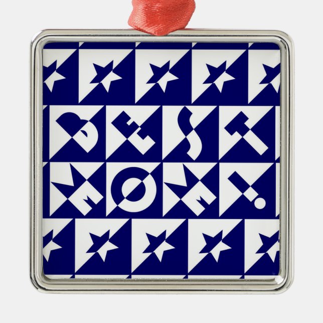 Beste Mama Blau mit Weitem Muster Sterne Ornament Aus Metall (Vorne)