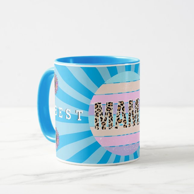 Beste Mama Blue Floral Customizing Tasse (Vorderseite Links)
