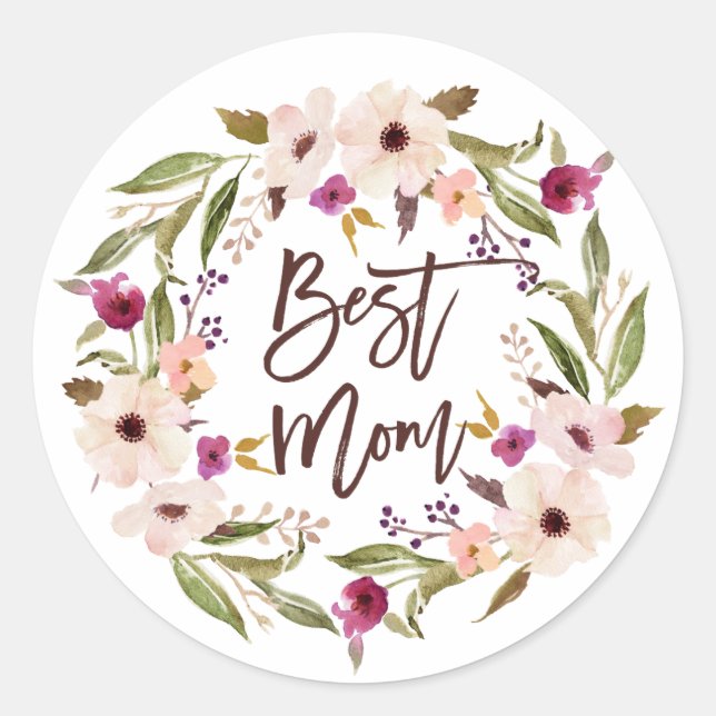 Beste Mama | Bohemischer Blumenstrauß Runder Aufkleber (Vorderseite)