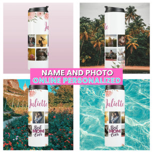 Beste Mama der Blume je Muttermund FotoCollage Thermosbecher