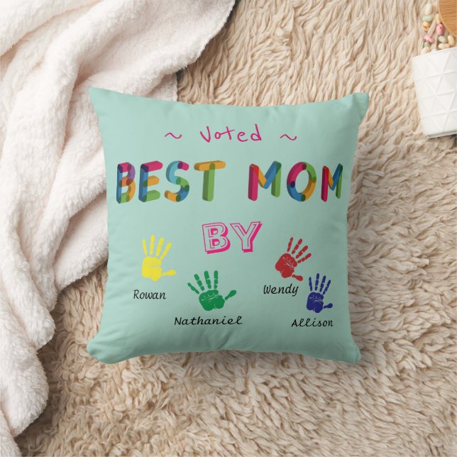 Beste Mama Druckkunst auf Blue Personalize Kissen (Decke)