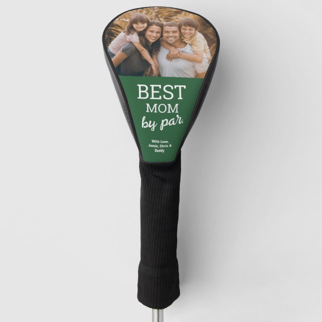 Beste Mama durch Par Custom Foto Modernes Grün Golf Headcover (Vorderseite)