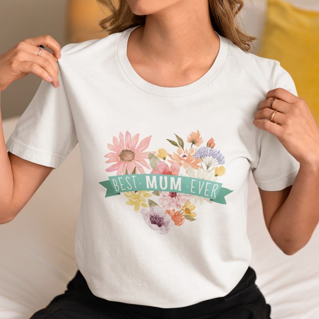 Beste Mama-Ever | Blühende Wildblumen Foto Herz Tri-Blend Shirt (Best Mum Ever | Blooming Wildflowers Heart Photo T-Shirt (Front))