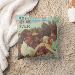 Beste Mama Ever Custom Foto Keepake karierte Paste Kissen