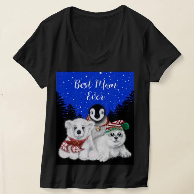 Beste Mama Ever Eisbär, Pinguin, Siegel T-Shirt (Ablage )
