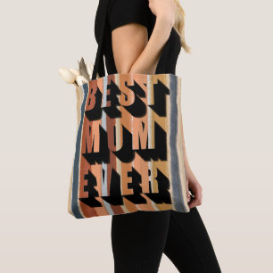 Beste Mama Ever fun fette Typografie Retrostreifen Tasche