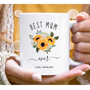 Beste Mama-Ever   Hübsche rustikale Sonnenblumen Kaffeetasse