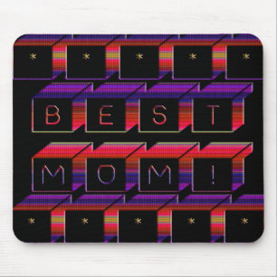 Beste Mama Farbige Blöcke und schwarzer Hintergrun Mousepad
