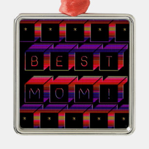 Beste Mama Farbige Blöcke und schwarzer Hintergrun Ornament Aus Metall