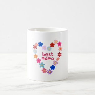Beste Mama Farbige Florale Herz Illustration Kaffeetasse