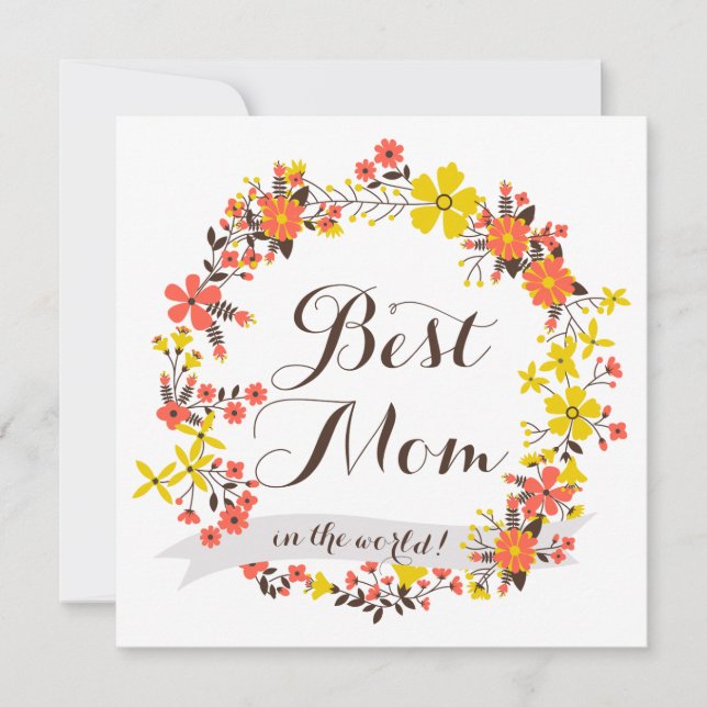 Beste Mama für Gelb und Orange Blumenstrauß (Vorderseite)