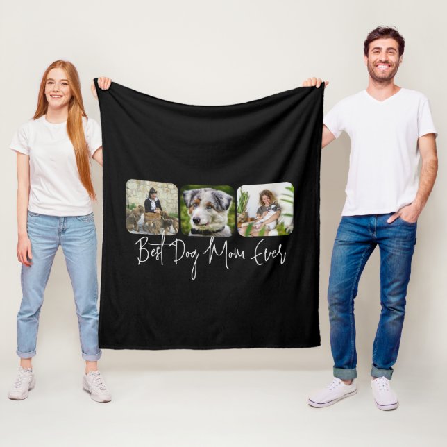 Beste Mama für Hunde - Benutzerdefinierte 3-Foto C Fleecedecke (Beispiel)