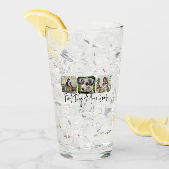 Beste Mama für Hunde - Benutzerdefinierte 3-Foto C Glas (Vorderseite Ice)