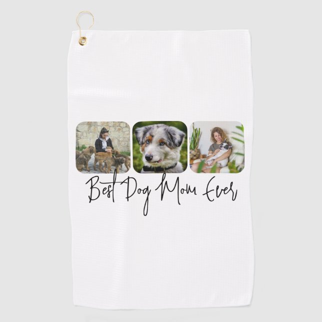 Beste Mama für Hunde - Benutzerdefinierte 3-Foto C Golfhandtuch (Vorderseite)