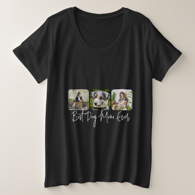 Beste Mama für Hunde - Benutzerdefinierte 3-Foto C Große Größe T-Shirt (Design vorne)
