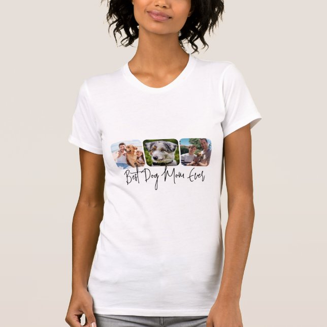 Beste Mama für Hunde - Benutzerdefinierte 3-Foto C T-Shirt (Vorderseite)