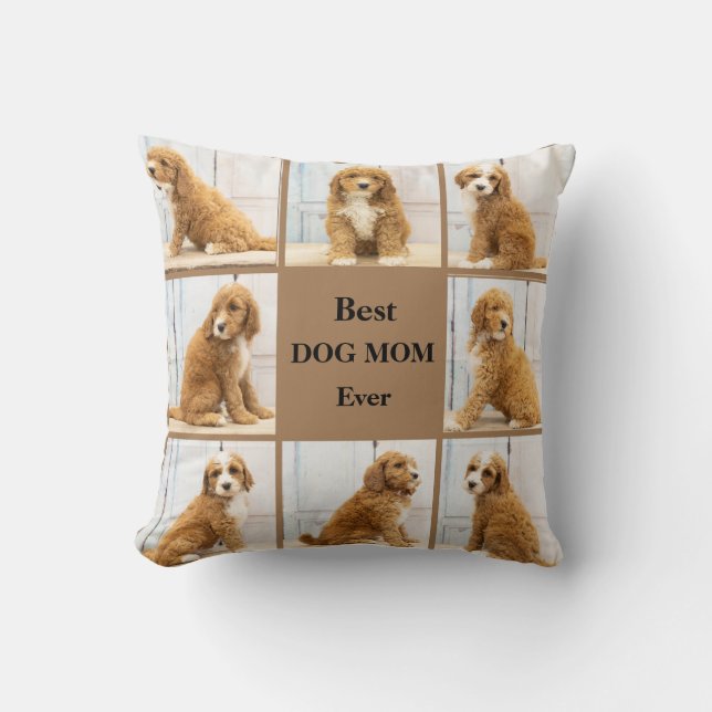 Beste Mama für Hunde | Foto Collage braun Kissen (Vorderseite)