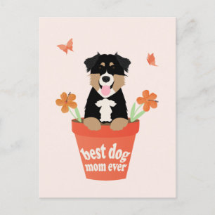Beste Mama für Hunde je Australian Shepherd Blume  Postkarte