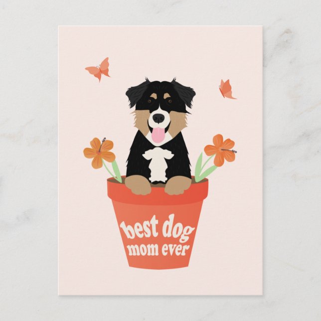 Beste Mama für Hunde je Australian Shepherd Blume  Postkarte (Vorderseite)