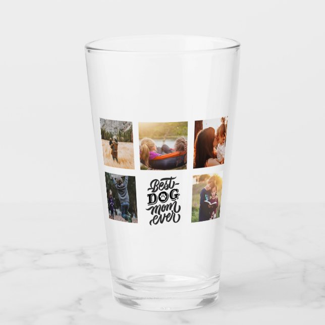 Beste Mama für Hunde je Personalisierte FotoCollag Glas (Vorderseite)