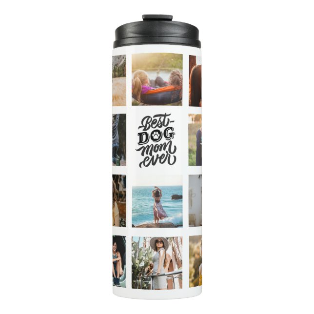 Beste Mama für Hunde je Personalisierte FotoCollag Thermosbecher (Vorderseite)