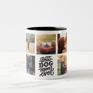 Beste Mama für Hunde je Personalisierte FotoCollag Zweifarbige Tasse