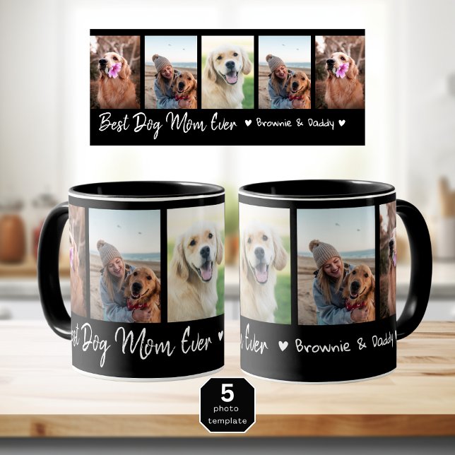 Beste Mama für Hunde je Pet 5 Foto Collage Schwarz Tasse (Von Creator hochgeladen)