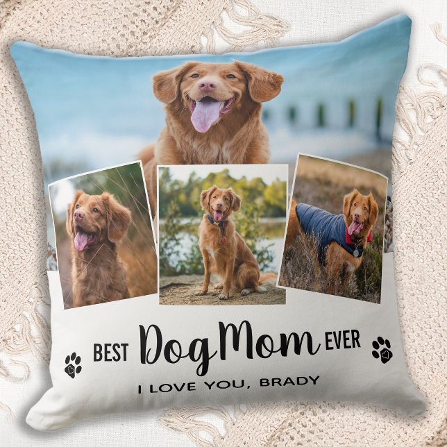 Beste Mama für Hunde je weiße FotoCollage Kissen (Von Creator hochgeladen)