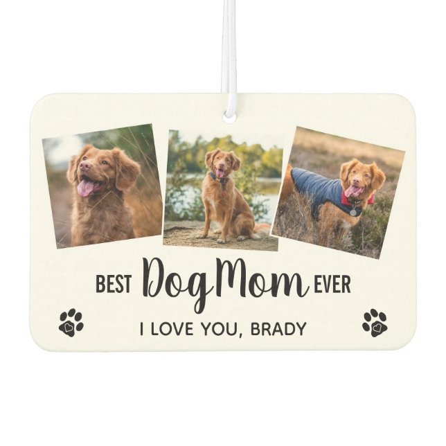 Beste Mama für Hunde je Weißes 3 Foto Autolufterfrischer (Vorderseite)