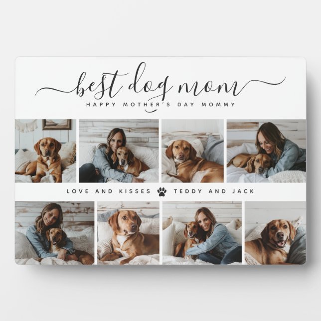Beste Mama für Hunde: Personalisierter Foto Mutter Fotoplatte (Vorderseite)