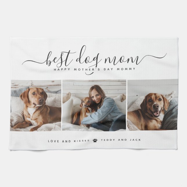 Beste Mama für Hunde: Personalisierter Foto Mutter Geschirrtuch (Horizontal)