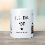 Beste Mama für Hunde | Zwei handgeschriebene Fotos Kaffeetasse<br><div class="desc">Diese niedliche und einfache Tasse sagt "Beste Mama für den Hund" in trendigem,  handgeschriebenem schwarzem Text mit einem passenden Pfotendruck und einem Platz für den Namen Ihres Welpen. Es gibt auch Platz,  um zwei Ihrer liebsten persönlichen Fotos ihres Haustieres zu zeigen.</div>