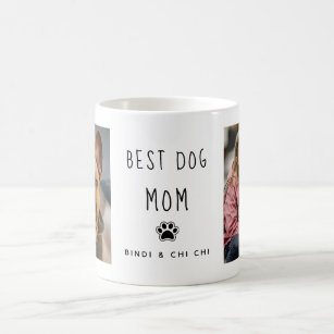 Beste Mama für Hunde   Zwei handgeschriebene Fotos Kaffeetasse
